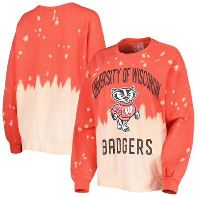 Shop Gameday Couture Red Wisconsin Badgers Twice As Nice Faded Dip-dye Pullover Long Sleeve Top