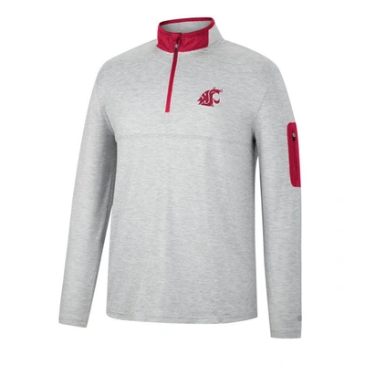 Shop Colosseum Heathered Gray/crimson Washington State Cougars Country Club Windshirt Quarter-zip Jacket In Heather Gray