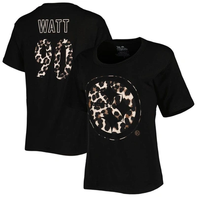 Shop Majestic Threads T.j. Watt Black Pittsburgh Steelers Leopard Player Name & Number T-shirt