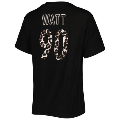 Shop Majestic Threads T.j. Watt Black Pittsburgh Steelers Leopard Player Name & Number T-shirt
