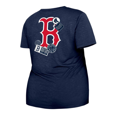 Shop New Era Navy Boston Red Sox Plus Size Two-hit Front Knot T-shirt