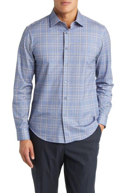 Shop Bugatchi James Ooohcotton® Plaid Button-up Shirt In Air-blue