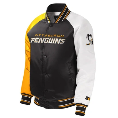 Shop Starter Youth  Black Pittsburgh Penguins Raglan Full-snap Varsity Jacket