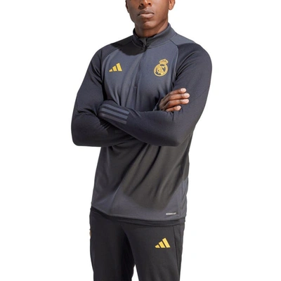 Shop Adidas Originals Adidas Charcoal Real Madrid 2023/24 Training Quarter-zip Top