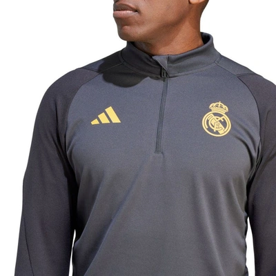 Shop Adidas Originals Adidas Charcoal Real Madrid 2023/24 Training Quarter-zip Top