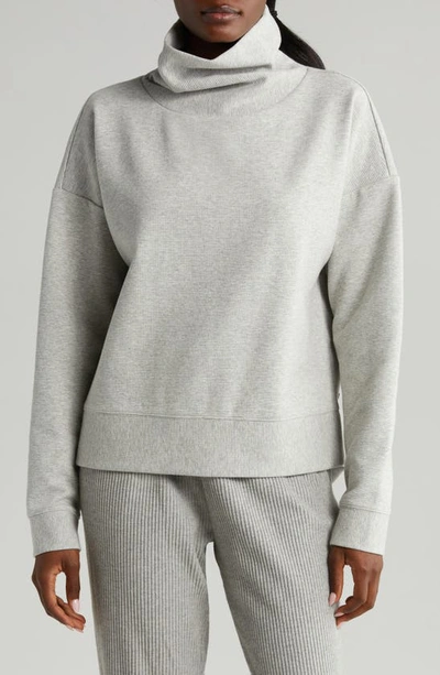Shop Zella Downtown Ottoman Turtleneck Sweatshirt In Grey Heather