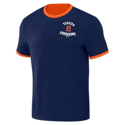 Shop Darius Rucker Collection By Fanatics Navy/orange Detroit Tigers Two-way Ringer Reversible T-shirt