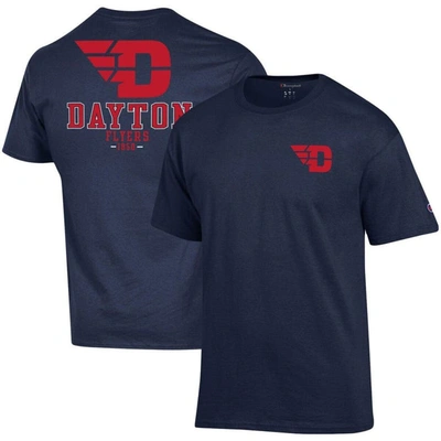 Shop Champion Navy Dayton Flyers Stack 2-hit T-shirt