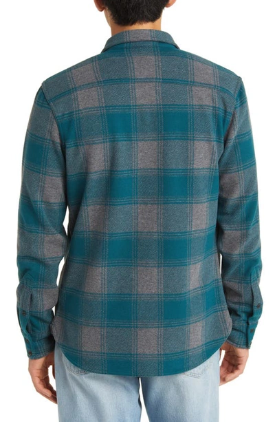 Shop Treasure & Bond Trim Fit Check Button-up Overshirt In Teal- Grey Billy Plaid