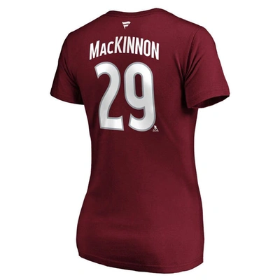 Shop Fanatics Branded Nathan Mackinnon Burgundy Colorado Avalanche Plus Size Name & Number V-neck T-shirt