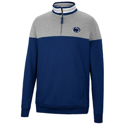 Shop Colosseum Navy/heather Gray Penn State Nittany Lions Be The Ball Quarter-zip Top