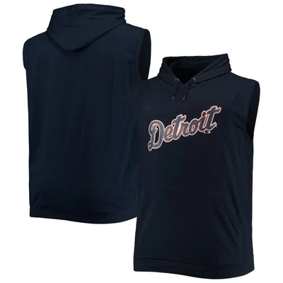 Shop Profile Navy Detroit Tigers Jersey Muscle Sleeveless Pullover Hoodie