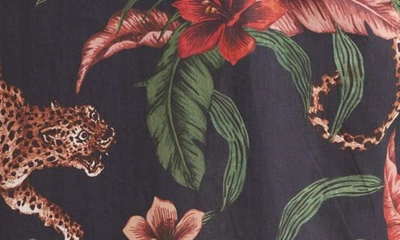 Shop Desmond & Dempsey Floral Cotton Robe In Soleia Navy