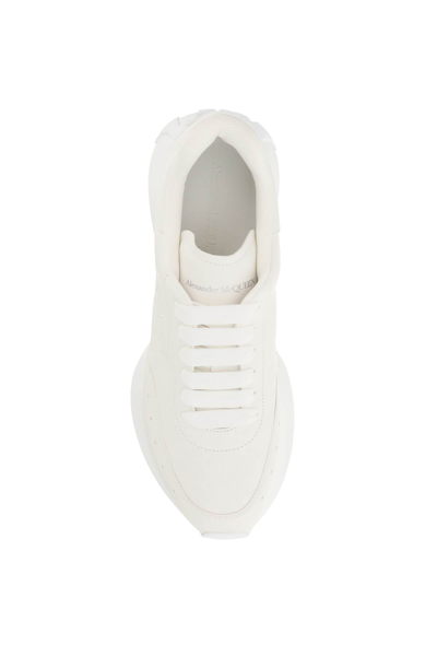 Shop Alexander Mcqueen Leather Sprint Runner Sneakers Men In White