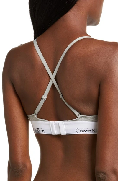 Shop Calvin Klein Modern Cotton Collection Lightly Lined Cotton Blend Triangle Bralette In Grey Heather
