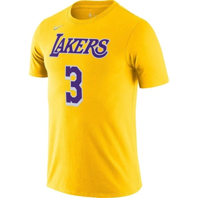 Shop Nike Anthony Davis Gold Los Angeles Lakers Diamond Icon Name & Number T-shirt