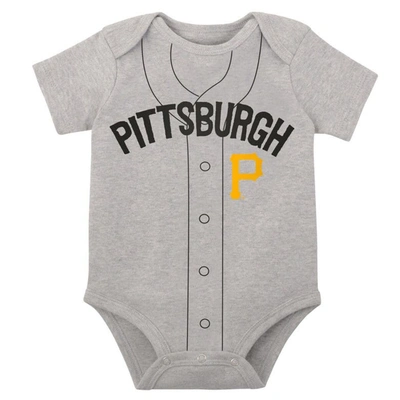 Shop Outerstuff Newborn & Infant White/heather Gray Pittsburgh Pirates Little Slugger Two-pack Bodysuit Set