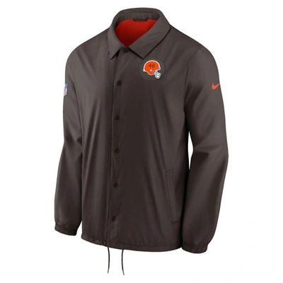 Shop Nike Brown Cleveland Browns Sideline Coaches Performance Full-snap Jacket