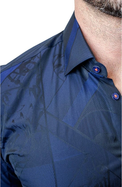 Shop Maceoo Fibonacci Dark Blue Contemporary Fit Button-up Shirt