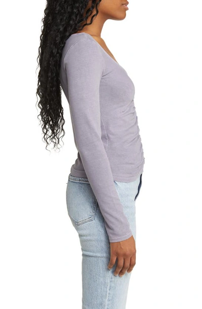 Shop Bdg Urban Outfitters Ruched Long Sleeve Top In Grey