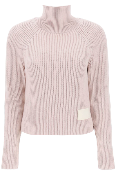 Shop Ami Alexandre Mattiussi Ami Alexandre Matiussi English Rib Funnel-neck Sweater Women In Pink