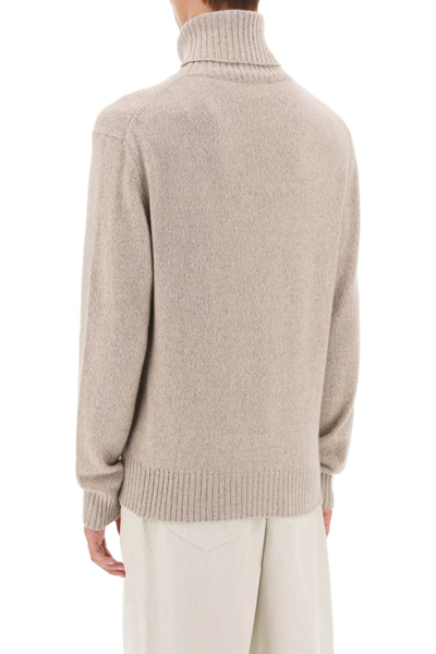 Shop Ami Alexandre Mattiussi Ami Paris Melange-effect Cashmere Turtleneck Sweater Men In Cream