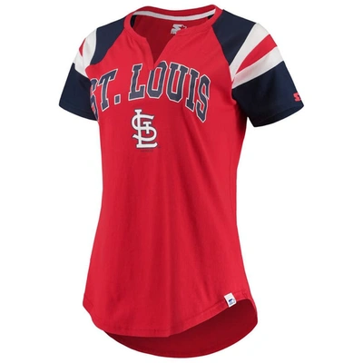 Shop Starter Red/navy St. Louis Cardinals Game On Notch Neck Raglan T-shirt