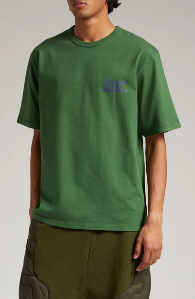 Shop Moncler Genius Logo Cotton Graphic T-shirt In Green