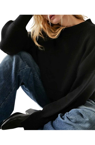 Free People Easy Street Cropped Sweater In Black