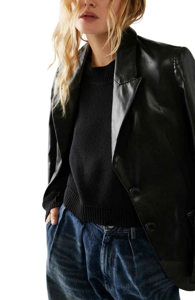 Free People Easy Street Cropped Sweater In Black