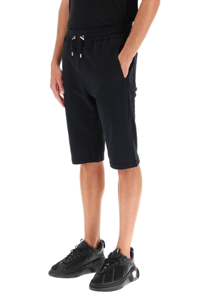 Shop Balmain Sweatshorts With Flocked Logo Men In Black