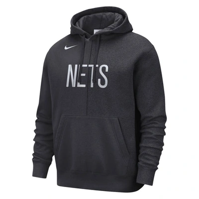 Shop Nike Anthracite Brooklyn Nets Courtside Versus Stitch Split Pullover Hoodie
