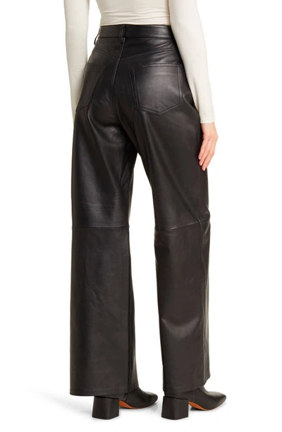 Shop Reformation Veda Cary Wide Leg Leather Pants In Black