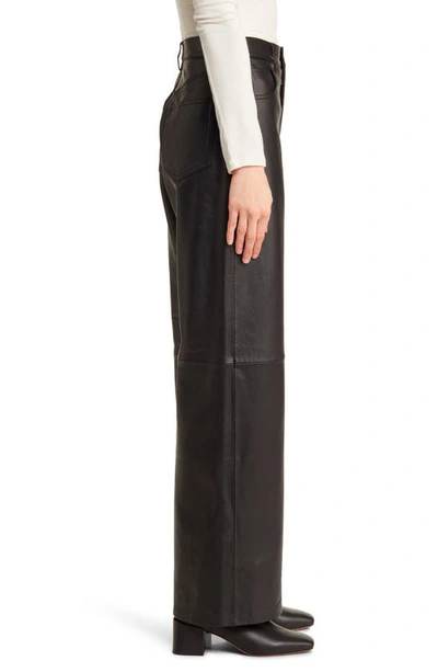 Shop Reformation Veda Cary Wide Leg Leather Pants In Black