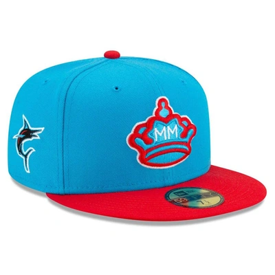 Shop New Era Blue/red Miami Marlins 2021 City Connect 59fifty Fitted Hat