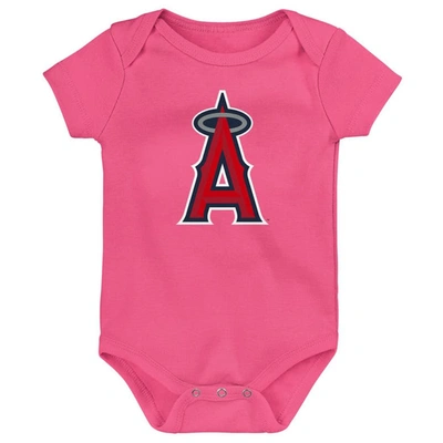 Shop Outerstuff Infant Red/navy/pink Los Angeles Angels Baseball Baby 3-pack Bodysuit Set