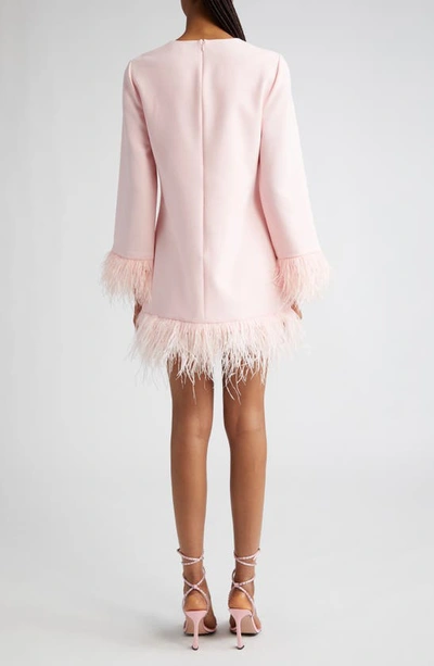 Shop Likely Marullo Feather Trim Long Sleeve Dress In Rose Shadow