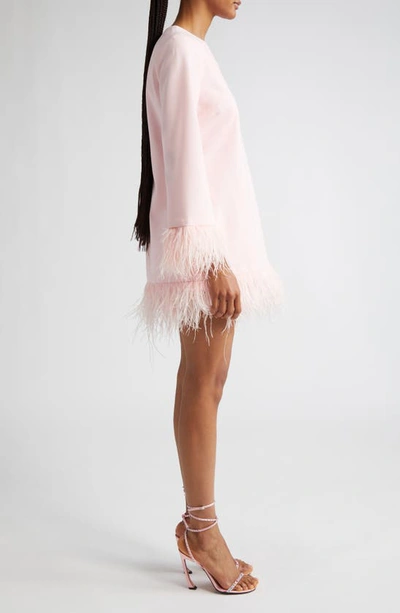 Likely Marullo Feather Trim Long Sleeve Dress In Rose Shadow