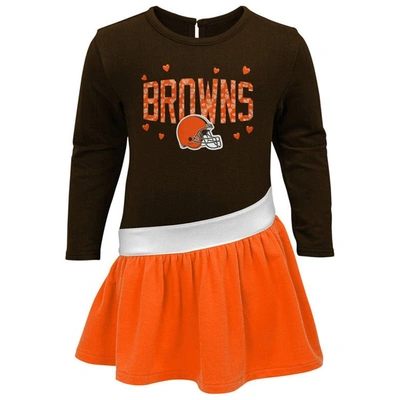 Shop Outerstuff Girls Infant Brown/orange Cleveland Browns Heart To Heart Jersey Tri-blend Dress