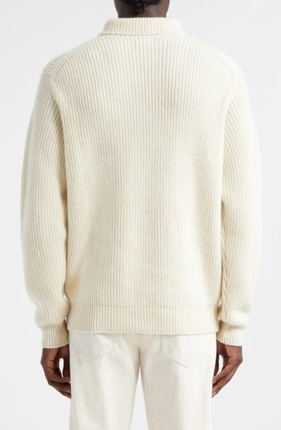 Shop Drake's Lambswool & Alpaca Polo Sweater In Ecru