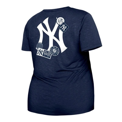 Shop New Era Navy New York Yankees Plus Size Two-hit Front Knot T-shirt