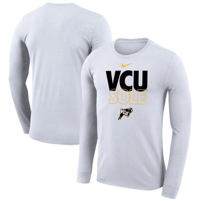 Shop Nike White Vcu Rams 2023 On Court Bench Long Sleeve T-shirt