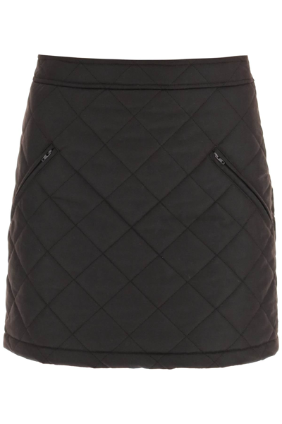 Shop Burberry 'casia' Quilted Cotton Mini Skirt Women In Black