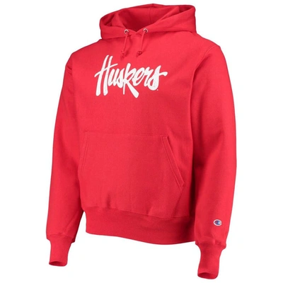 Shop Champion Scarlet Nebraska Huskers Vault Logo Reverse Weave Pullover Hoodie