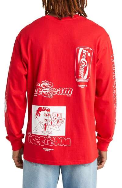 Shop Icecream Loosie Long Sleeve Graphic T-shirt In True Red