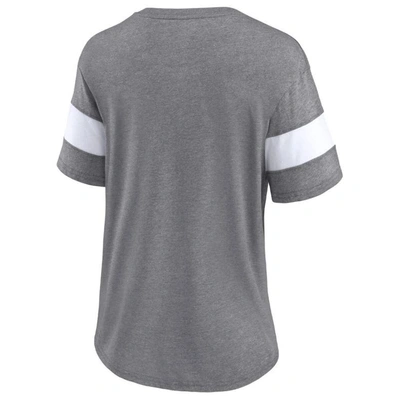 Shop Fanatics Branded Heathered Gray/white Cleveland Browns Distressed Team Tri-blend V-neck T-shirt In Heather Gray