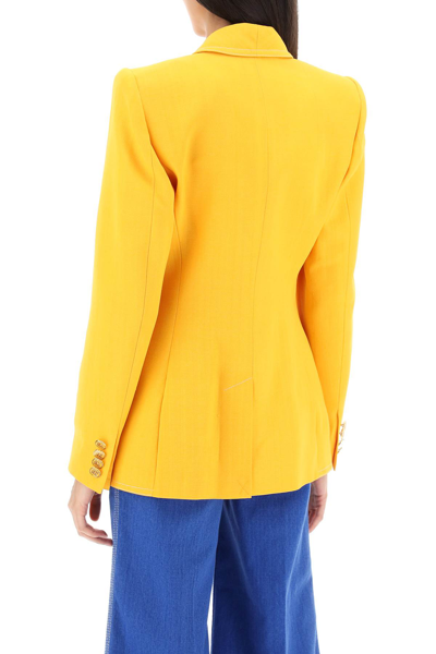 Shop Casablanca Silk Blend Single-breasted Blazer Women In Yellow
