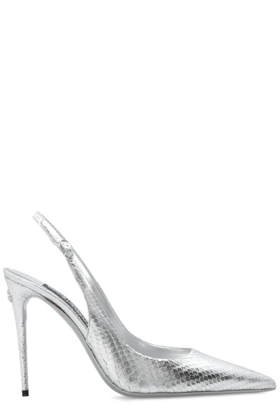 Shop Dolce & Gabbana Pointed Toe Pumps In Silver