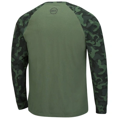 Shop Colosseum Olive/camo Iowa Hawkeyes Oht Military Appreciation Slim-fit Raglan Long Sleeve T-shirt