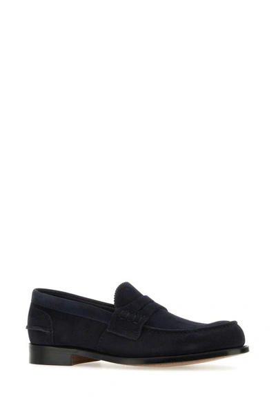 Shop Church's Man Navy Blue Suede Pembrey Loafers